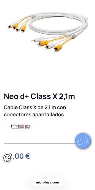2 x Cable Neo d+ Class X 2,1m RCA 2=60€ / 1=35€