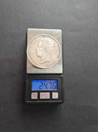 Moneda 5 Pesetas Plata Amadeo I Rey 1871