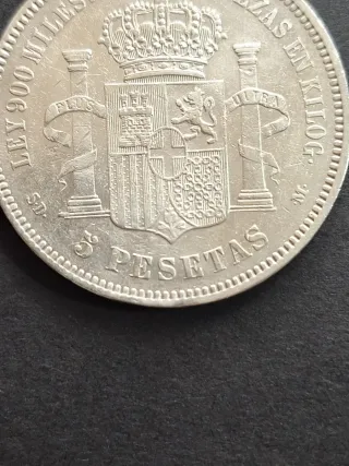 Moneda 5 Pesetas Plata Amadeo I Rey 1871