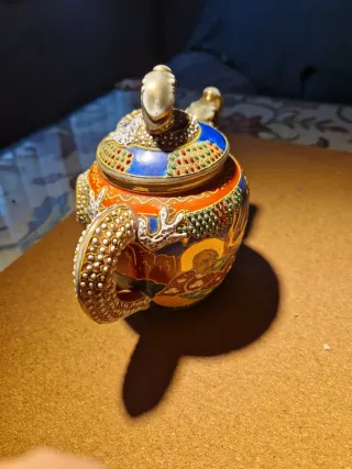Tetera Vintage Japonesa Kutani Moriage Dragón