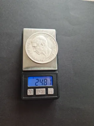 Moneda 5 Pesetas Plata 1875 Alfonso XII Rey