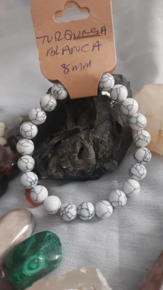 Pulsera Turquesa Blanca 8mm