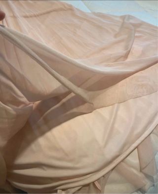 Vestido largo dorado y rosa