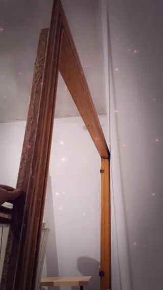 Puerta doble roble y cristal con marco