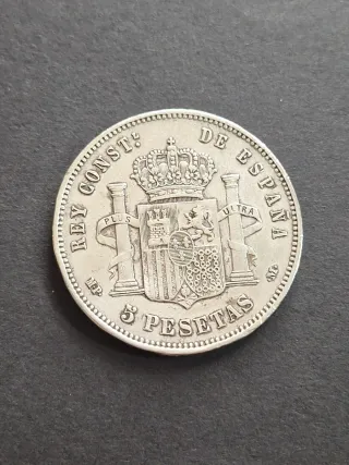 Moneda 5 Pesetas Plata 1888 Alfonso XIII