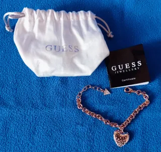 Conjunto Joyería Guess Corazón Dorado y Rosa