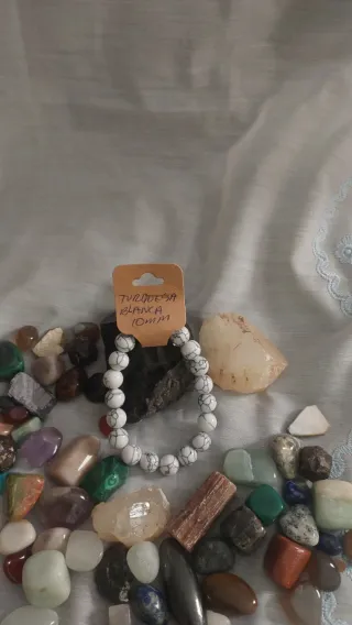 Pulsera Turquesa Blanca 10mm