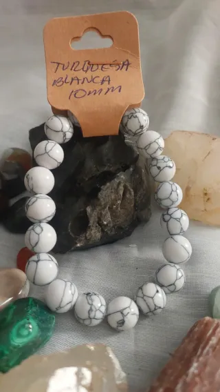 Pulsera Turquesa Blanca 10mm