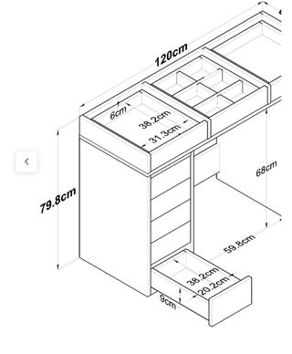 Mesa de maquillaje  pesa unos 70kg