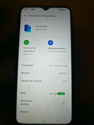 Teléfono Móvil Oppo A17 azul