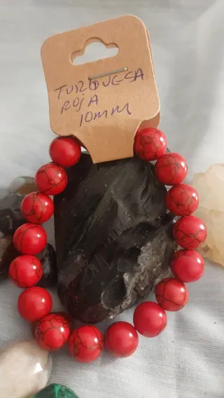 Pulsera Turquesa Roja 10mm