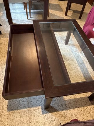 Mesa de centro madera y cristal