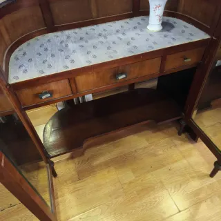 Tocador espejo antiguo modernista madera comoda