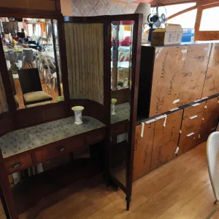 Tocador espejo antiguo modernista madera comoda