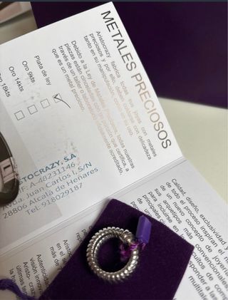 Anillo Aristocrazy Tubogas certificado plata 925.