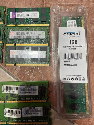 Lote Memorias RAM DDR y DDR2 PC Portátil
