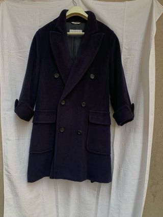 Cappotto Max Mara Lana Cashmere Blu Scuro Tg 44