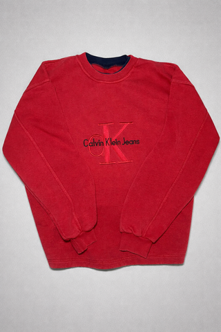 Sudadera Calvin Klein Jeans Roja Logo Bordado