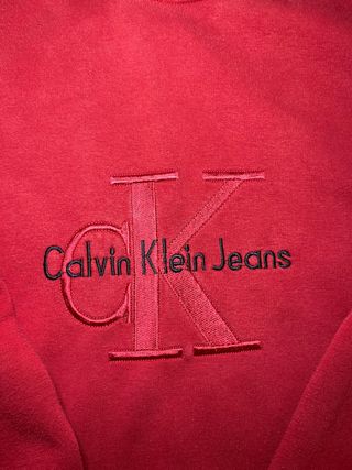 Sudadera Calvin Klein Jeans Roja Logo Bordado