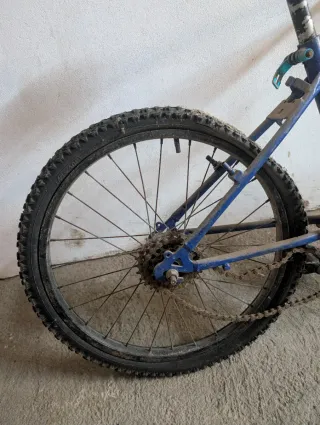 Bicicleta infantil azul vieja