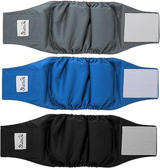 SlowTon 3 Pañales para Perros machos, Pañales Lavables Bandas para el Vientre para Perros machos y Cachorros Perritos, pañales A