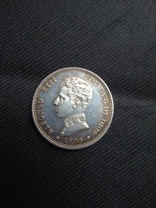 Moneda Alfonso XIII 1905. Dos pesetas