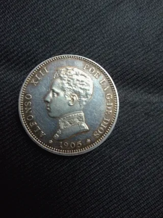 Moneda Alfonso XIII 1905. Dos pesetas