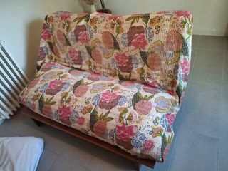 Cama japonesa plegable tela y madera