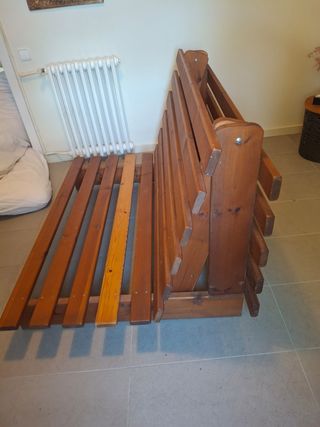 Cama japonesa plegable tela y madera