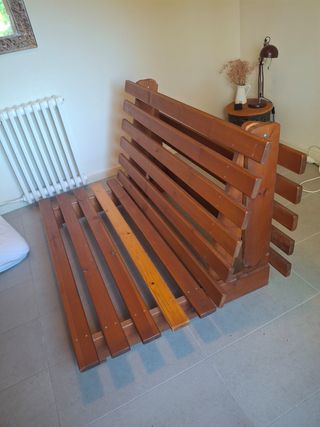 Cama japonesa plegable tela y madera