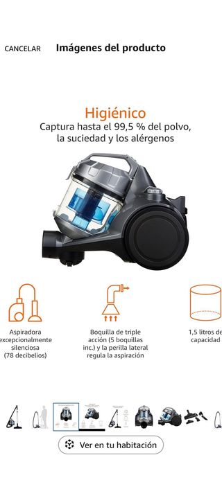 Aspiradora con accesorios
