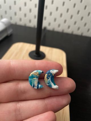 Pendientes Luna Azul y Dorado