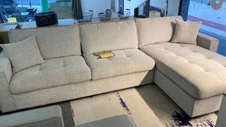 Sofá Rinconera Tela Beige/Gris