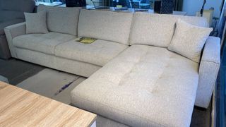 Sofá Rinconera Tela Beige/Gris