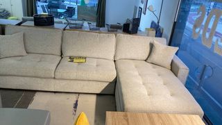 Sofá Rinconera Tela Beige/Gris