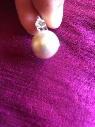 Pendientes Oro Blanco Perlas y Diamantes