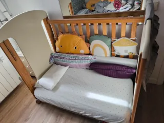 Cuna colecho grande madera con colchon