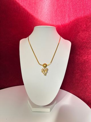 Conjunto Collar y Pendientes Corazón Baño Oro