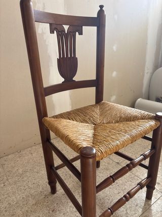 Silla rústica madera y ratán