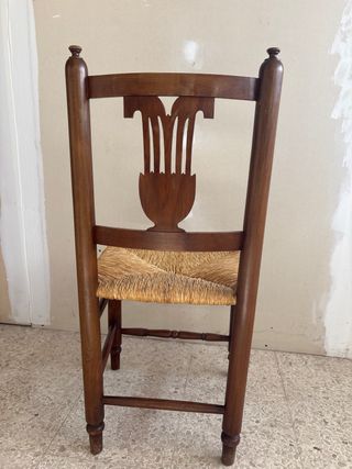 Silla rústica madera y ratán