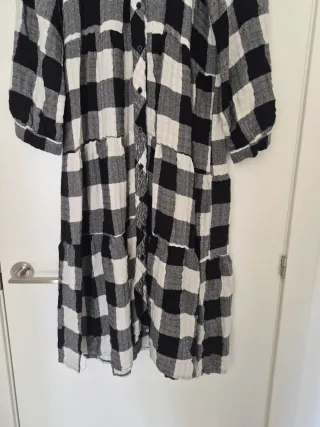 Vestido Zara cuadros blanco y negro