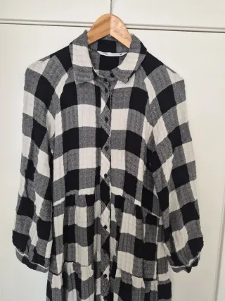 Vestido Zara cuadros blanco y negro
