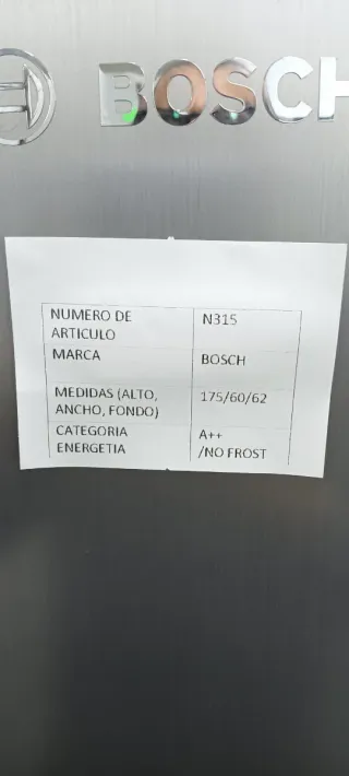 NEVERA DE UNA PUERTA BOSCH NO FROST ENERGÍA A++