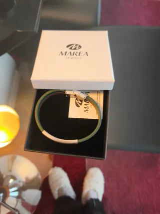 Pulsera Marea Hombre Cuero Marrón y Verde