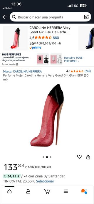 Perfume Carolina Herrera Mujer Tacón Rosa con purp