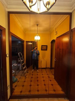 Espejo recibidor madera y cristal