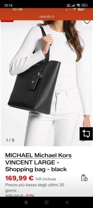 Bolso Tote en piel de Michael Kors Negro Nuevo