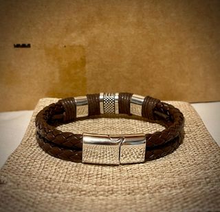 Pulsera de cuero trenzado para hombre