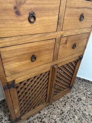 Aparador rustico mexicano madera y cristal