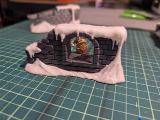 Lote 4 Muros de piedra nevados para wargames y rol
